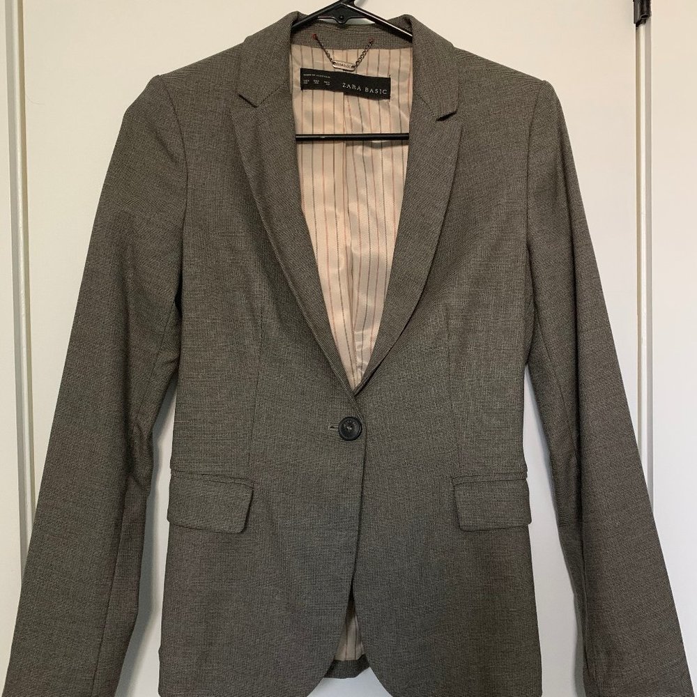 Zara Basic Blazer, Light Brown/Gray, Size XS